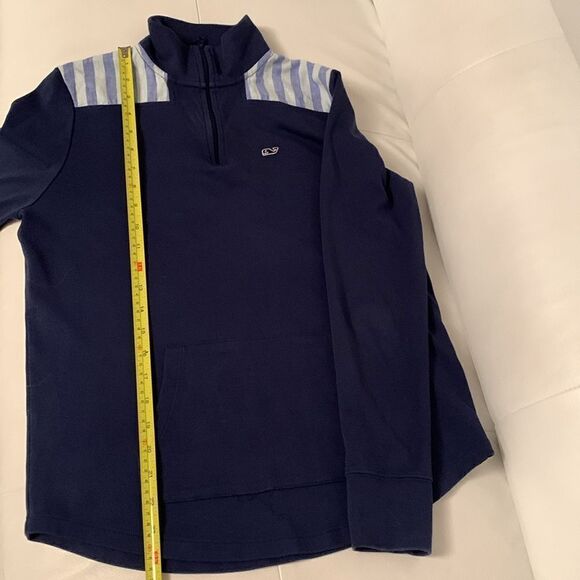 Vineyard Vines Cotton Seersucker Shep Shirt 1/4 Zip Navy Pullover Size XS - Picture 7 of 10